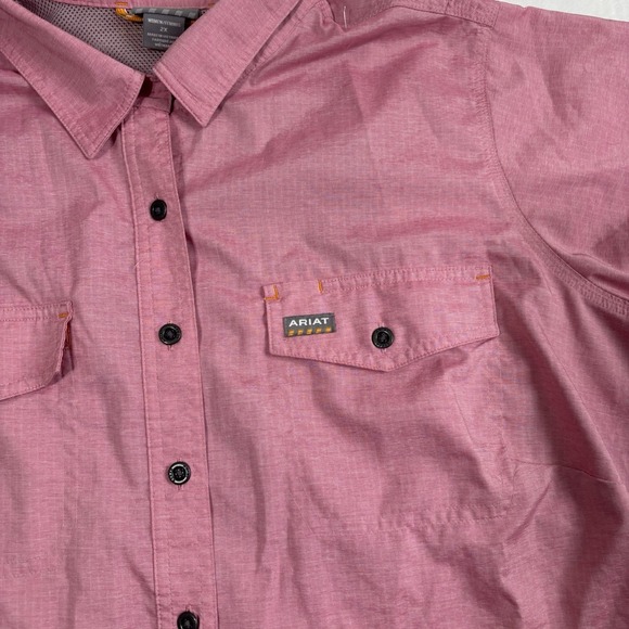Ariat Rebar Pink Short Sleeve Button Up Collared Shirt Women's 2X - Picture 3 of 8